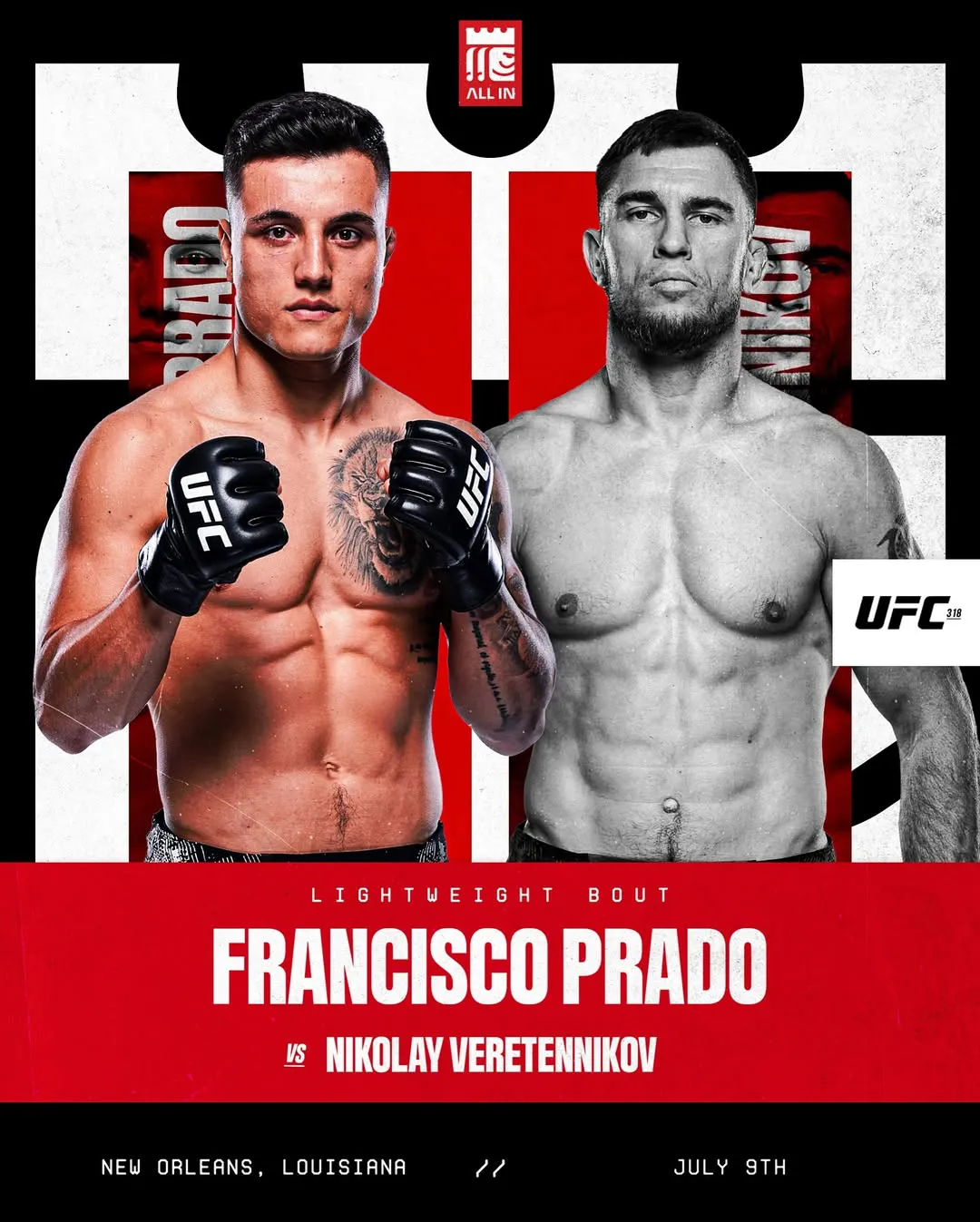 Francisco Prado is ready for the war!🇺🇸 UFC 318 – July 19, 2025📍 Smoothie King Center - New O